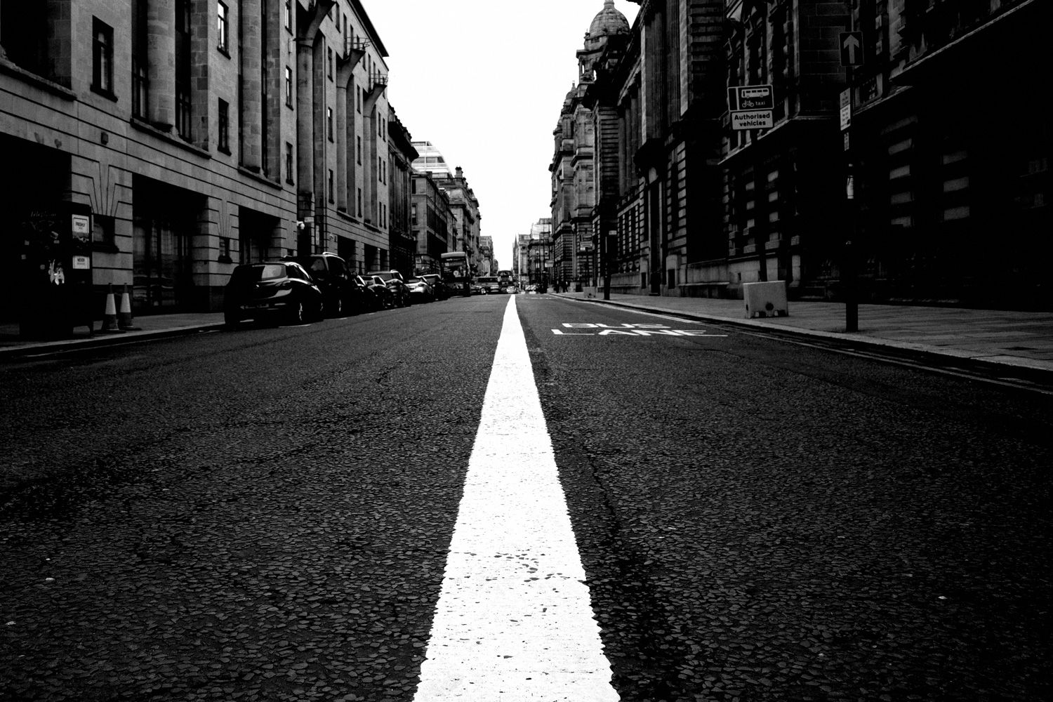 Middle of the road in Glasgow's merchant city.